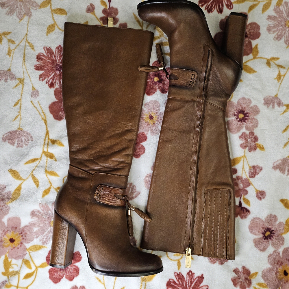 Cuadra Brown Leather Knee-High Boots